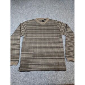 Arrow Sweater Mens Large Tall Brown Stripe‎ Long Sleeve Crewneck Knit Casual